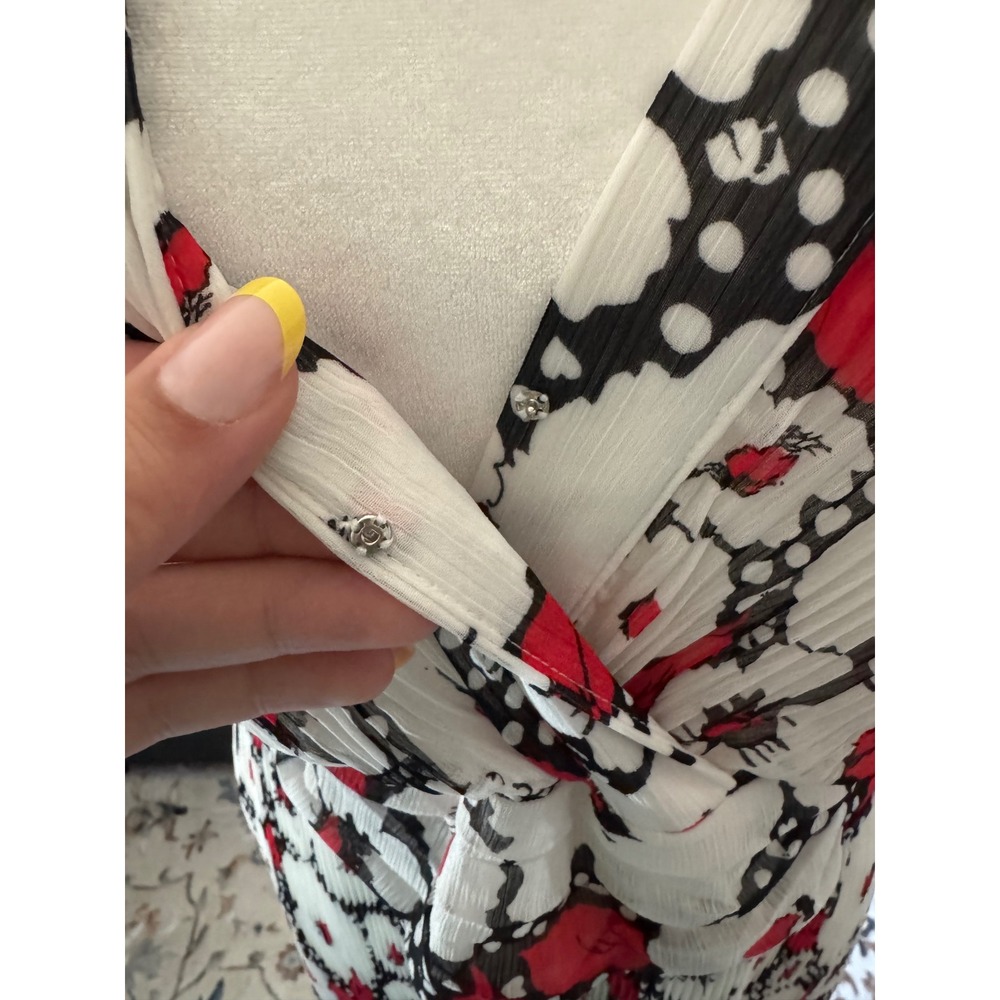 NWT KARL LAGERFELD PARIS Women's Crinkle-Chiffon Printed Dress Size 16 - Picture 5 of 7